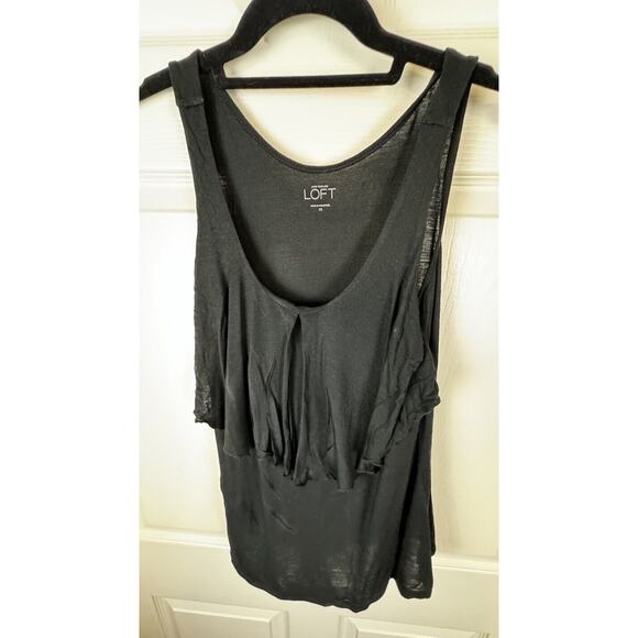 Ann Taylor LOFT Black Ruffle Tank Top coquettish XS , 49-48 - Picture 11 of 15